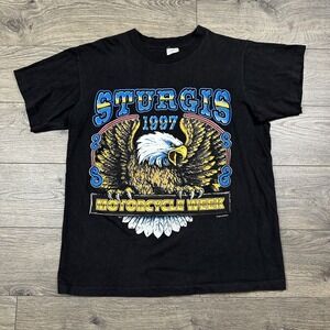 Vintage Sturgis Shirt Adult Large Faded‎ Black Rally Bike Motorcycle Week Eagle